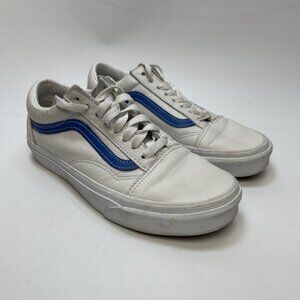 Vans Old Skool 'True White Leather Victoria Blue Women’s Sz 8 US (Men 6.5 US)